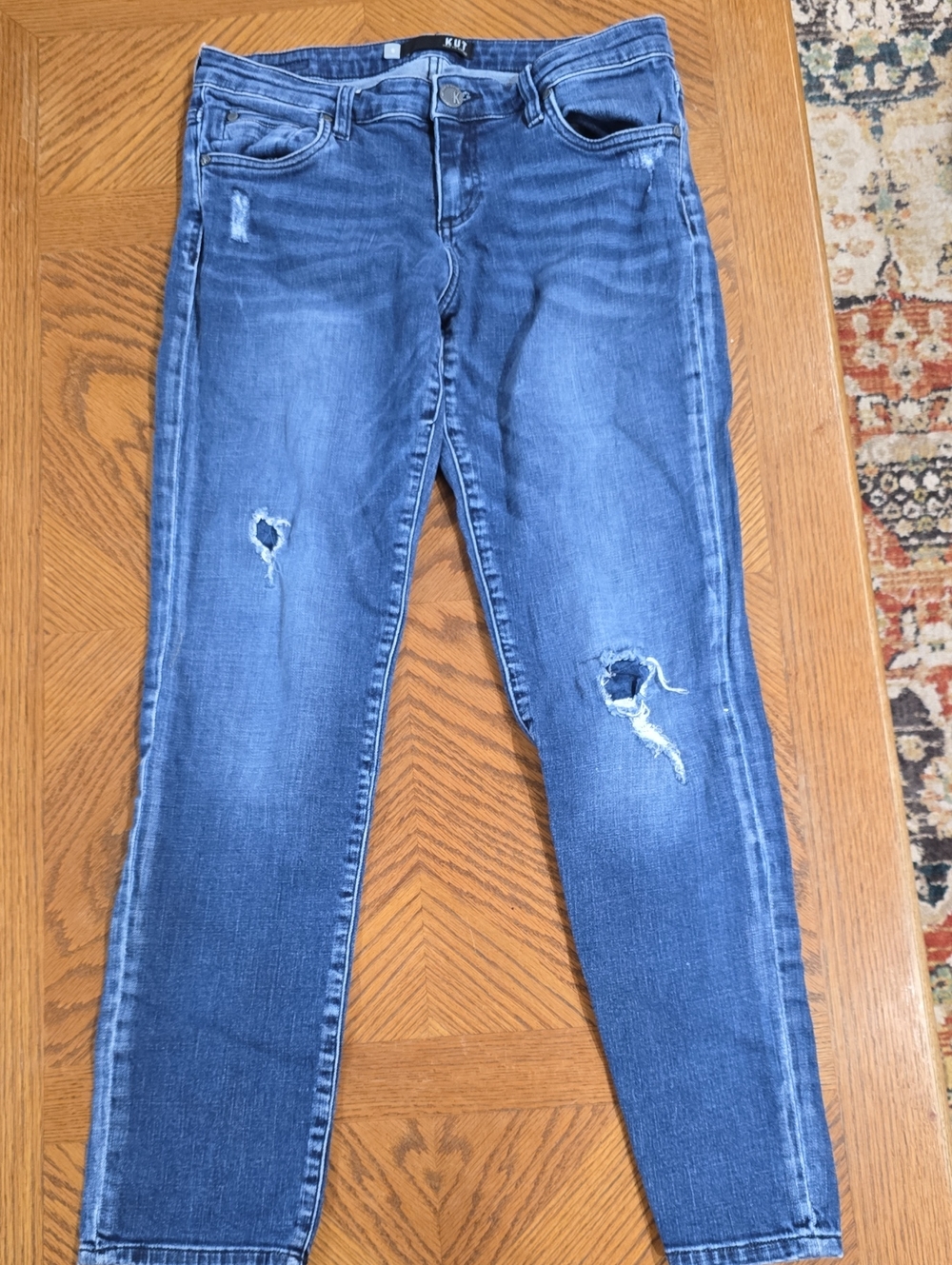 Kut from the Kloth Medium Blue Distressed Skinny Jeans